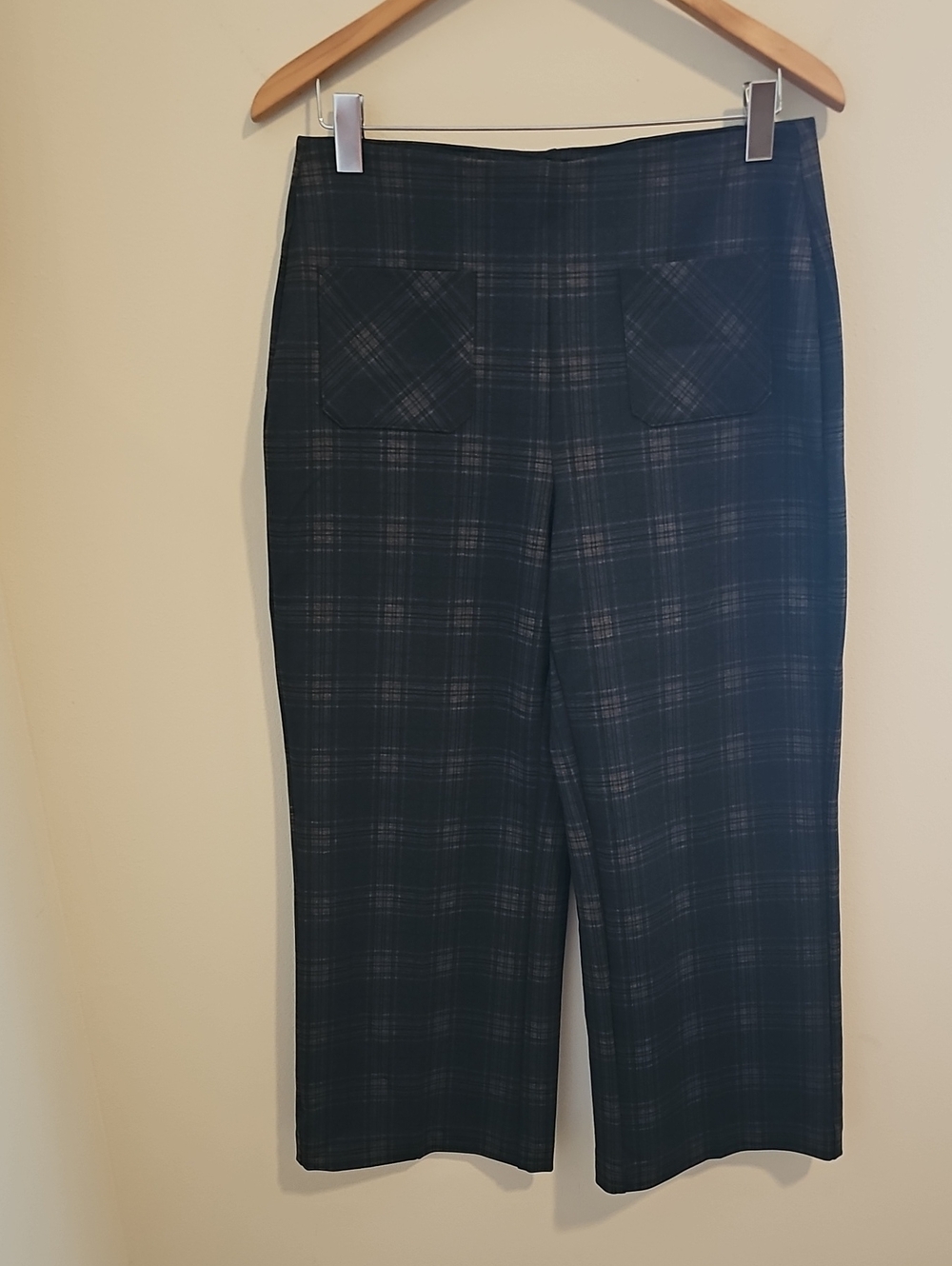 Jules & Leopold Plaid Wide-Leg Women's Pants - Dark Green. Sise Meduim